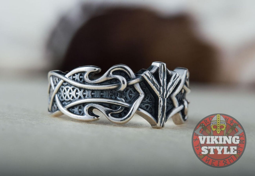 Algiz Ring II - Runic, 925 Silver