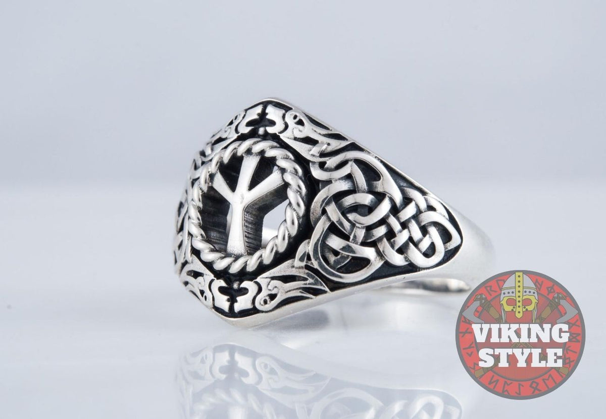 Algiz Ring III - Runic, 925 Silver — VikingStyle