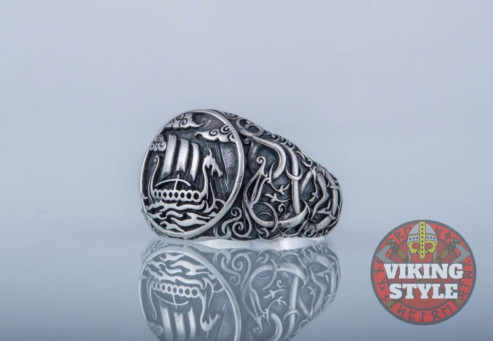 Drakkar Ring - Urnes, 925 Silver