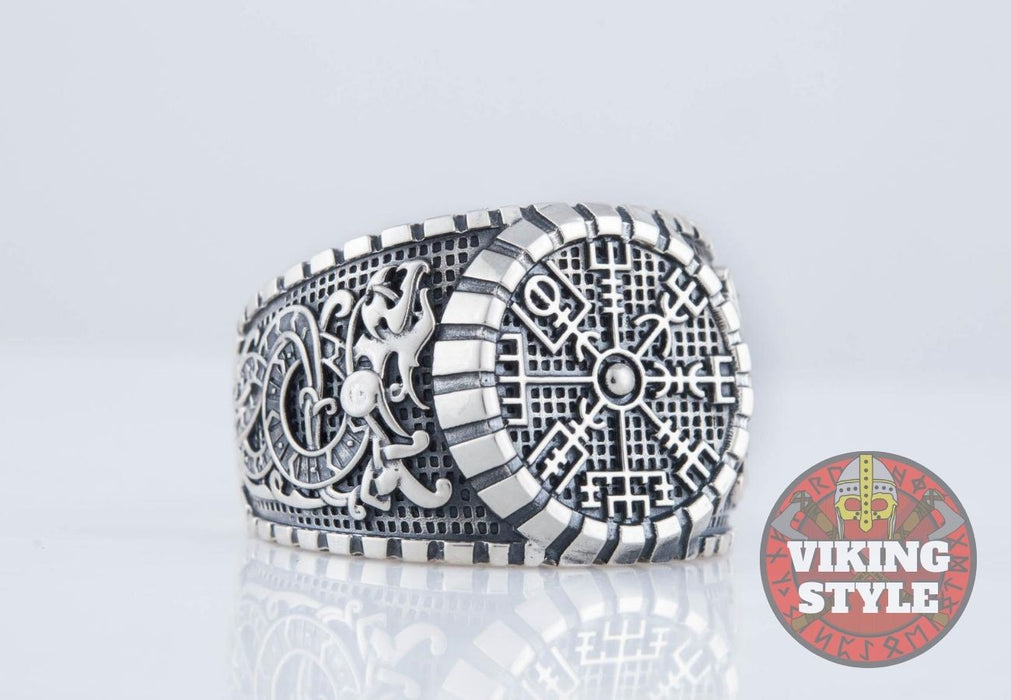 Vegvísir Ring - Dragon, 925 Silver