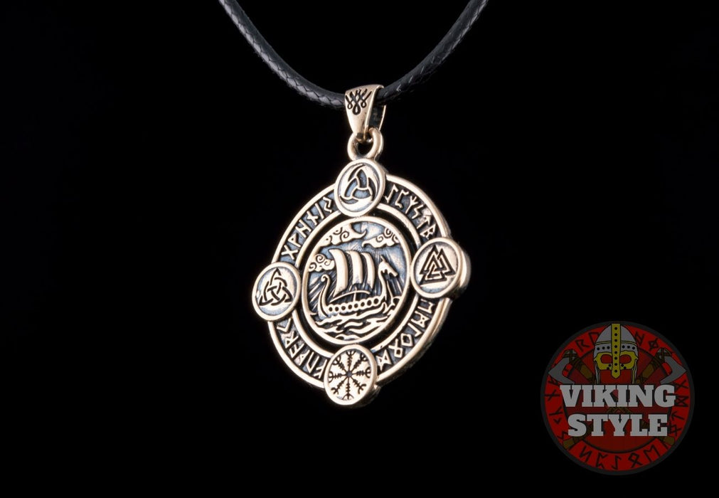 Viking Ship Pendant VI - Drakkar, Bronze