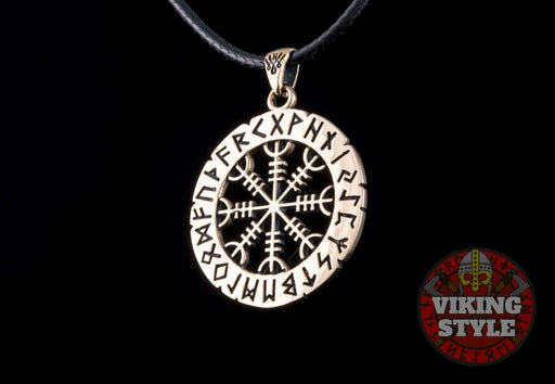 Viking Necklaces - Bronze Aegishjalmr Pendant