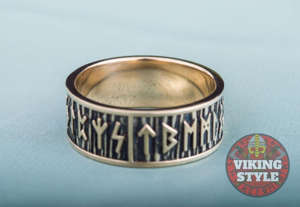 Ring 2 Runes Rune Ring II - Bronze — VikingStyle