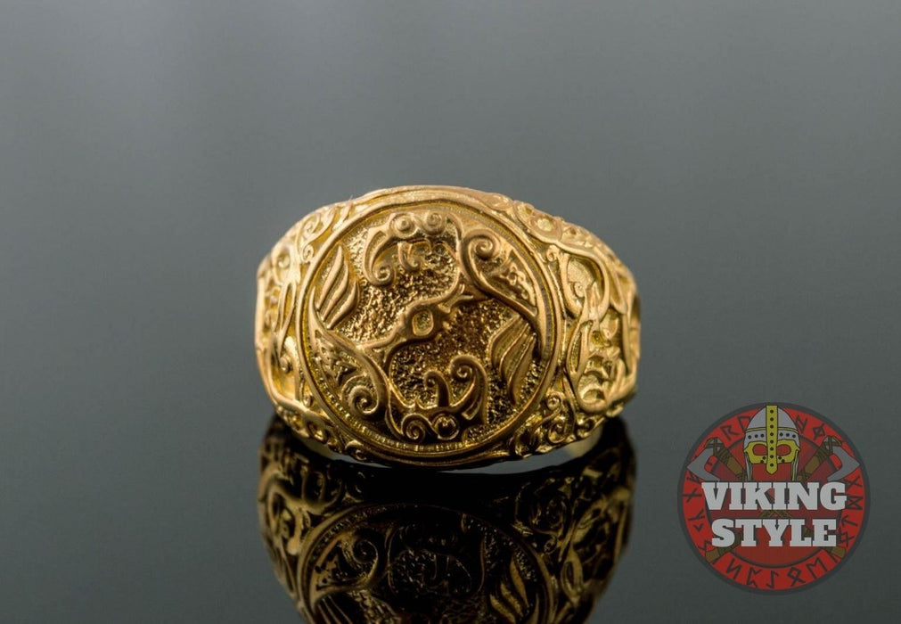 Huginn & Muninn Ring - Urnes, Gold