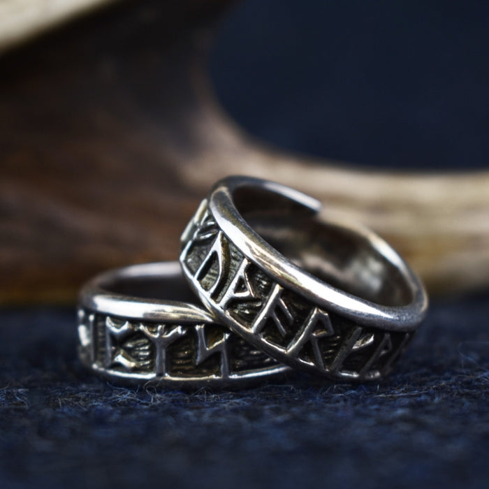 Stone Runes Rings Silver Rune Ring — VikingStyle