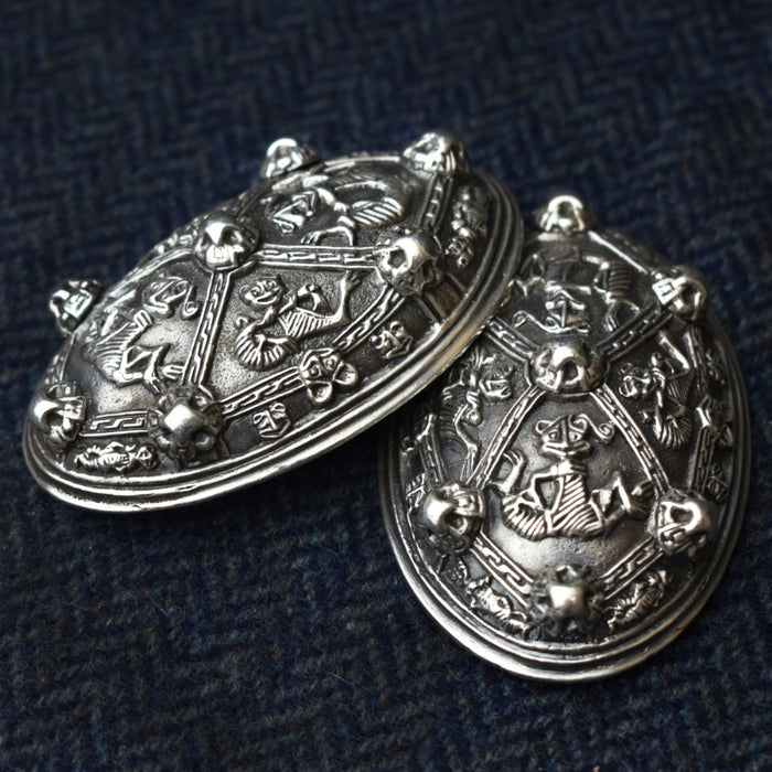 Silver Viking Tortoise Brooch (Pair)