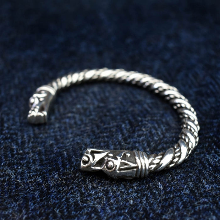 Large Silver Viking Dragon Bracelet