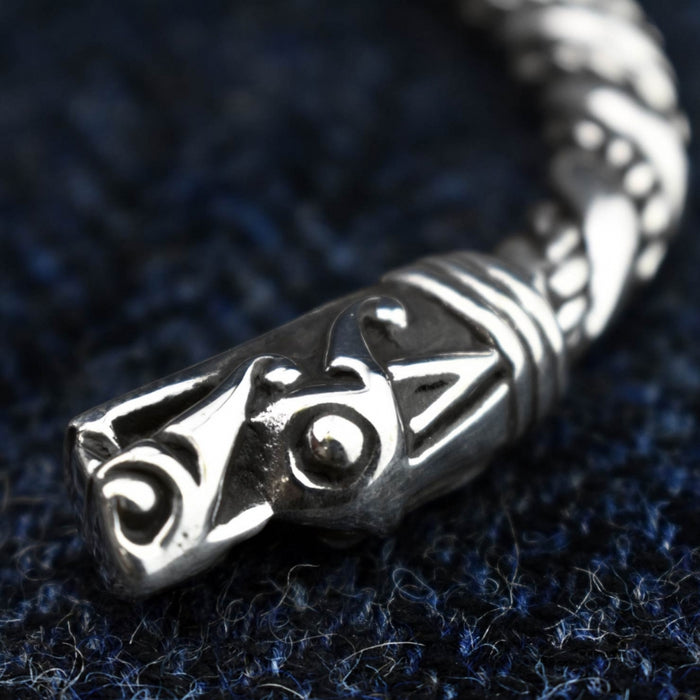 Large Silver Viking Dragon Bracelet