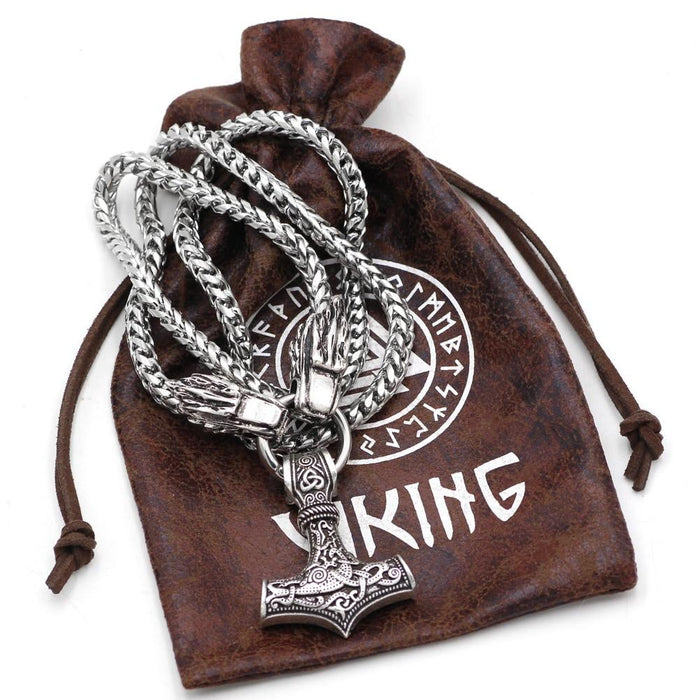 Mjolnir Pendant with Wolf Chain-VikingStyle