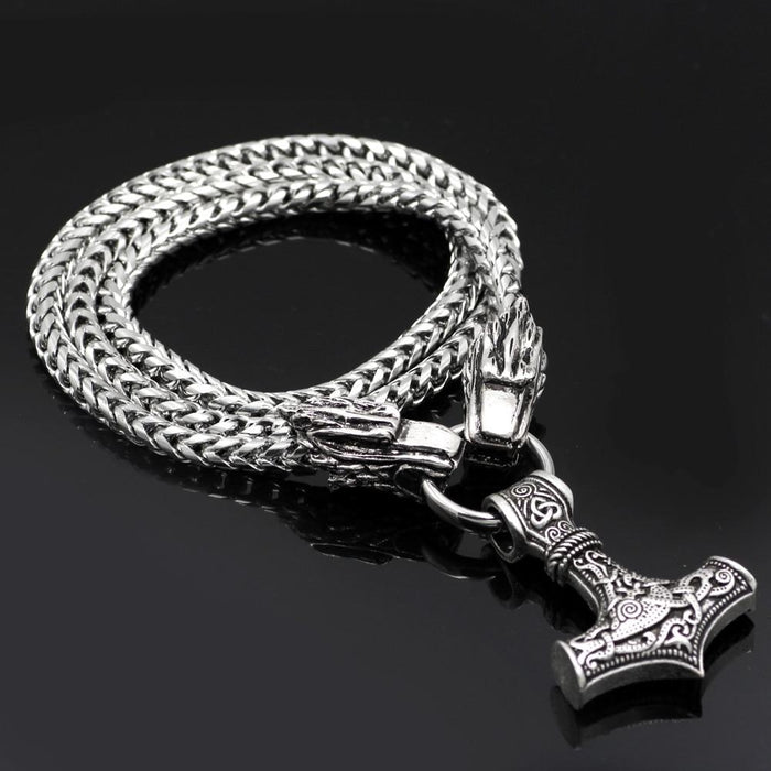 Mjolnir Pendant with Wolf Chain — VikingStyle