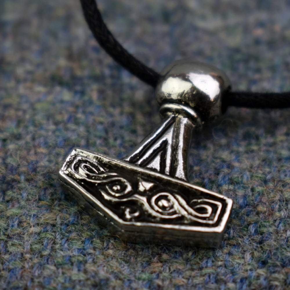 Thor's Hammer Pendant Bronze Mjolnir with Raven